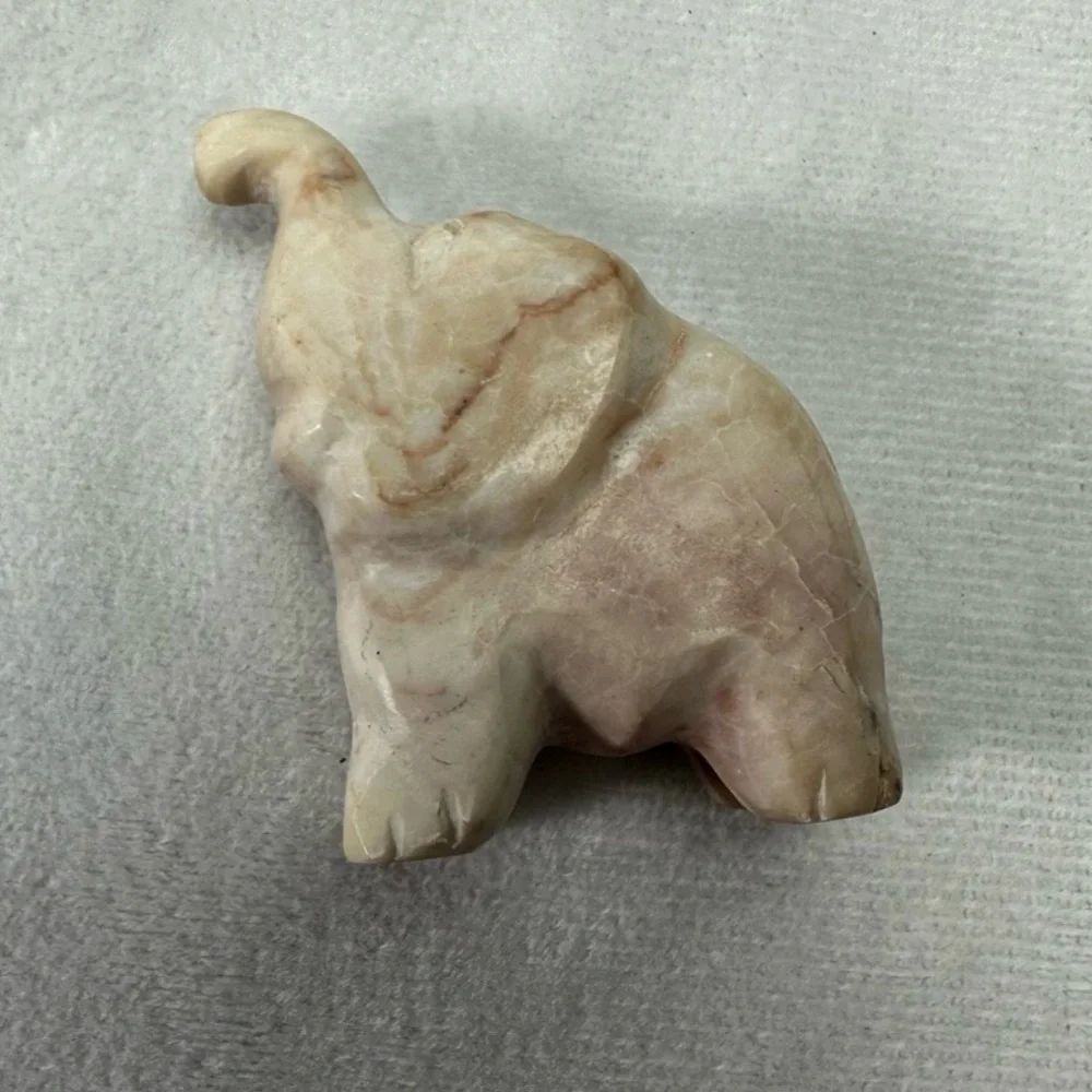 Elephant Vintage Paper Weight Stone Metal Decor Figure Carving Variety Collect